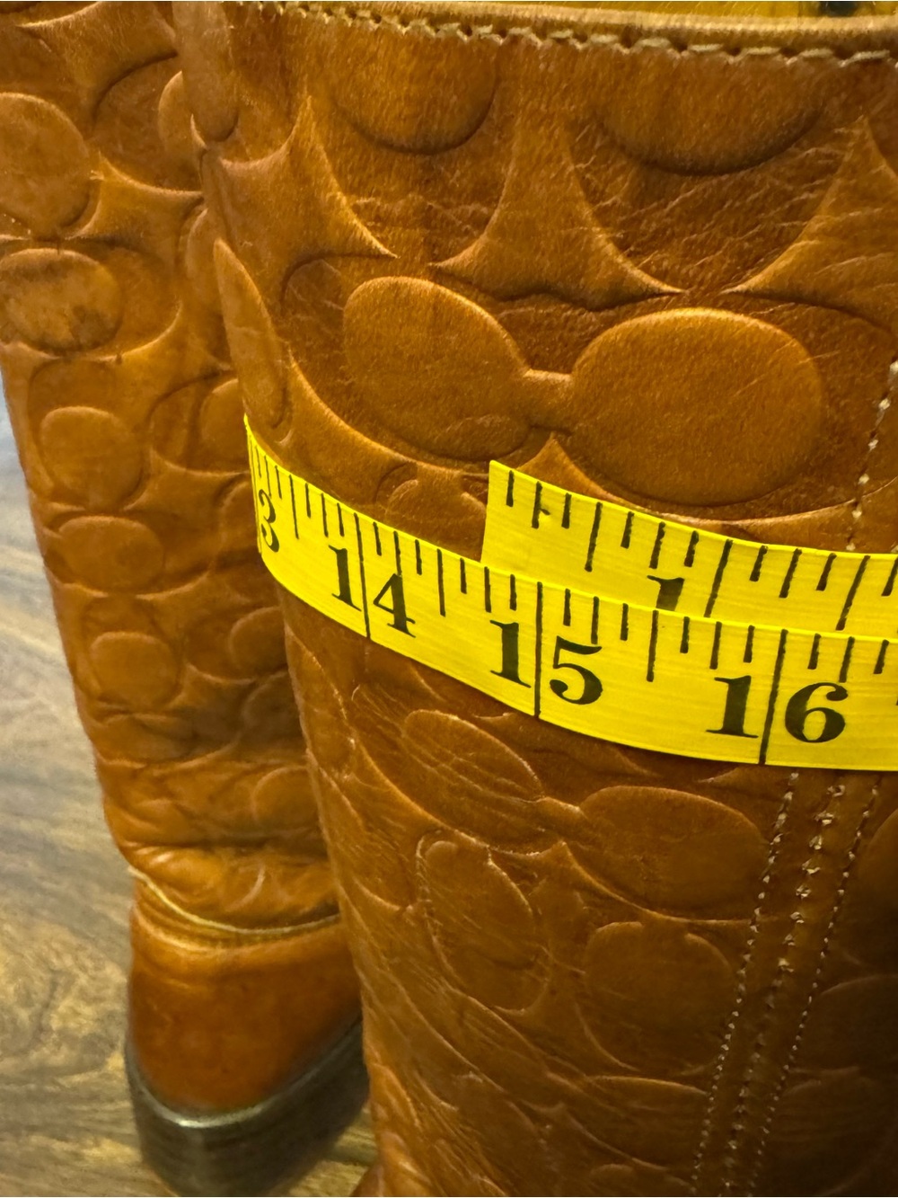 Rare Vintage Frye x Coach Collaboration Embossed Signature Leather Campus Boots - Picture 9 of 14